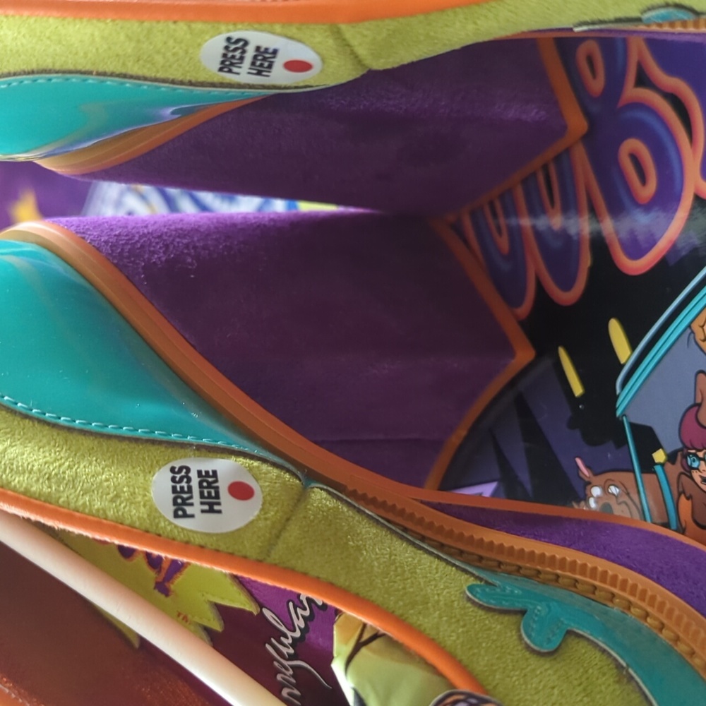 Irregular Choice Scooby-Doo Heels in Purple, Yellow, and Teal - Picture 3 of 6